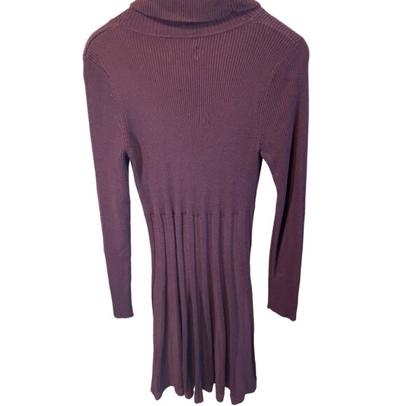 Dana Buchman Ribbed Knit Marroon Cowl Neck Fit and Flare Dress Sz L - Picture 2 of 10